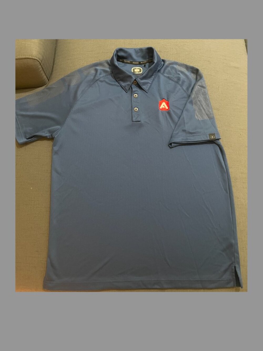 OGIO Men's Slate Blue Adobe Corporate Tech Logo Performance Polo Shirt